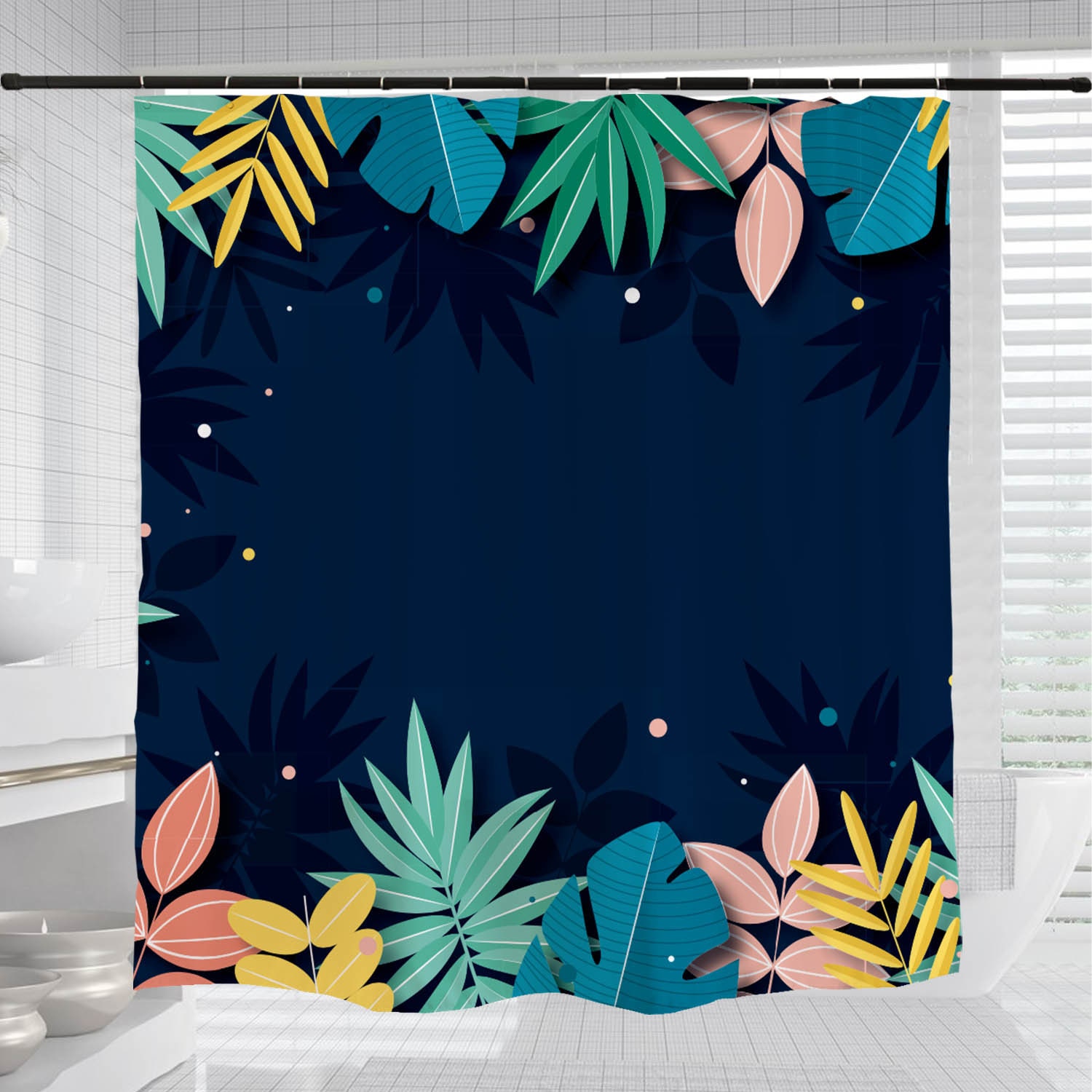 Blue Flowers Shower Curtain, Serene Bathroom Decor with Waterproof Washable Bath Curtain - Image 3