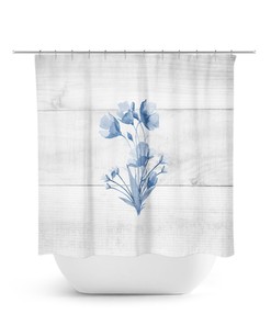 Blue Flowers Shower Curtain for Minimalist Farmhouse Bathroom