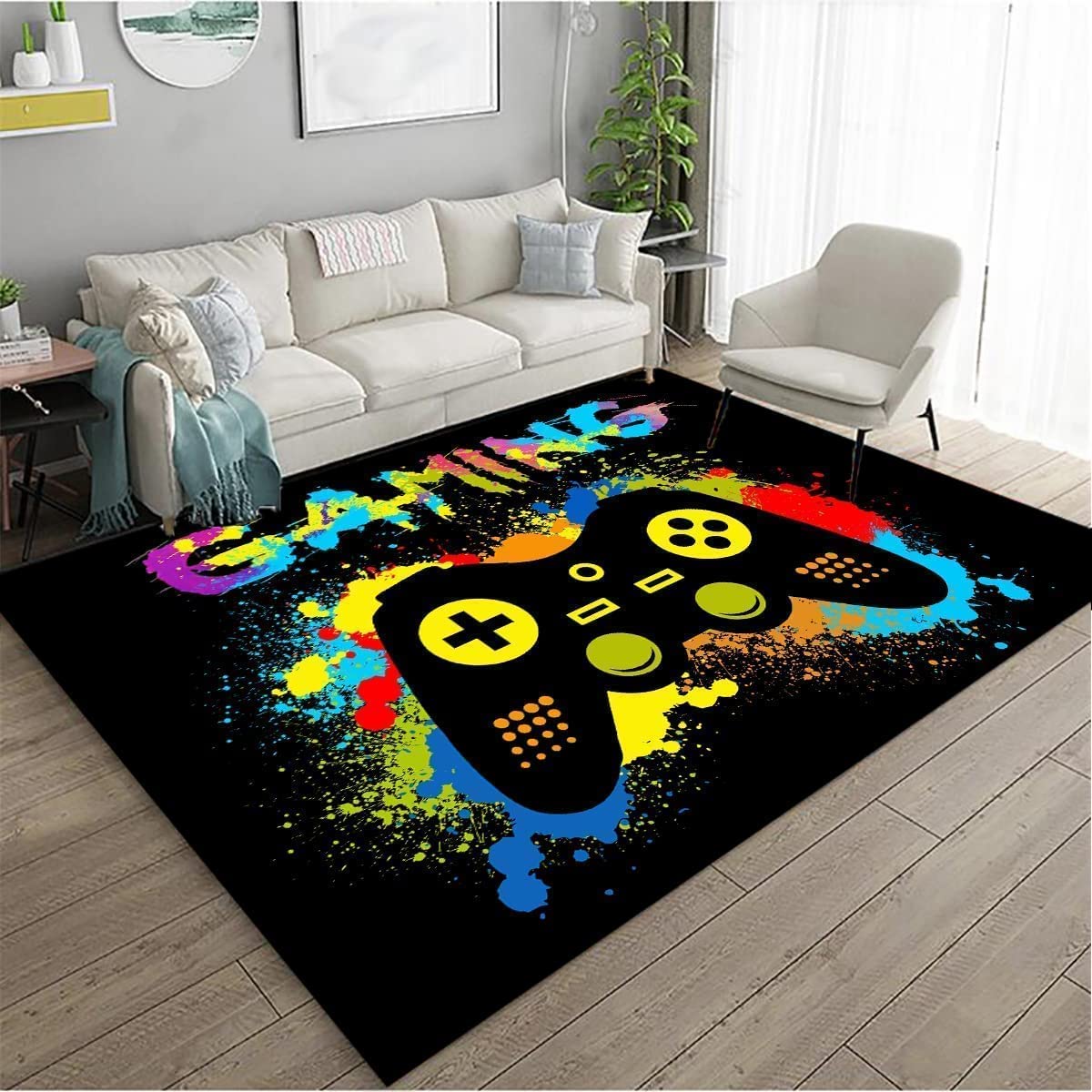 Blue Gamer Rug for Boys Bedroom with Cool Video Game Decor - Image 3
