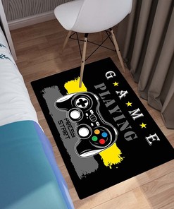 Blue Gaming Area Rugs for Boys - Cool Game Style Bed Room Decor with Video Game Controller Design
