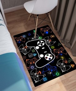 Blue Gaming Area Rugs for Boys - Ideal Cool Game Style Bed Room Decor with Video Game Controller Design and Gamer Rug