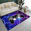 Blue Gaming Area Rugs for Boys with Upside-Down Triangle Video Games Pattern