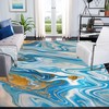Blue Gold Modern Abstract Area Rug - A Subtle Illusion Ocean Theme Decorative Rug for Living Room
