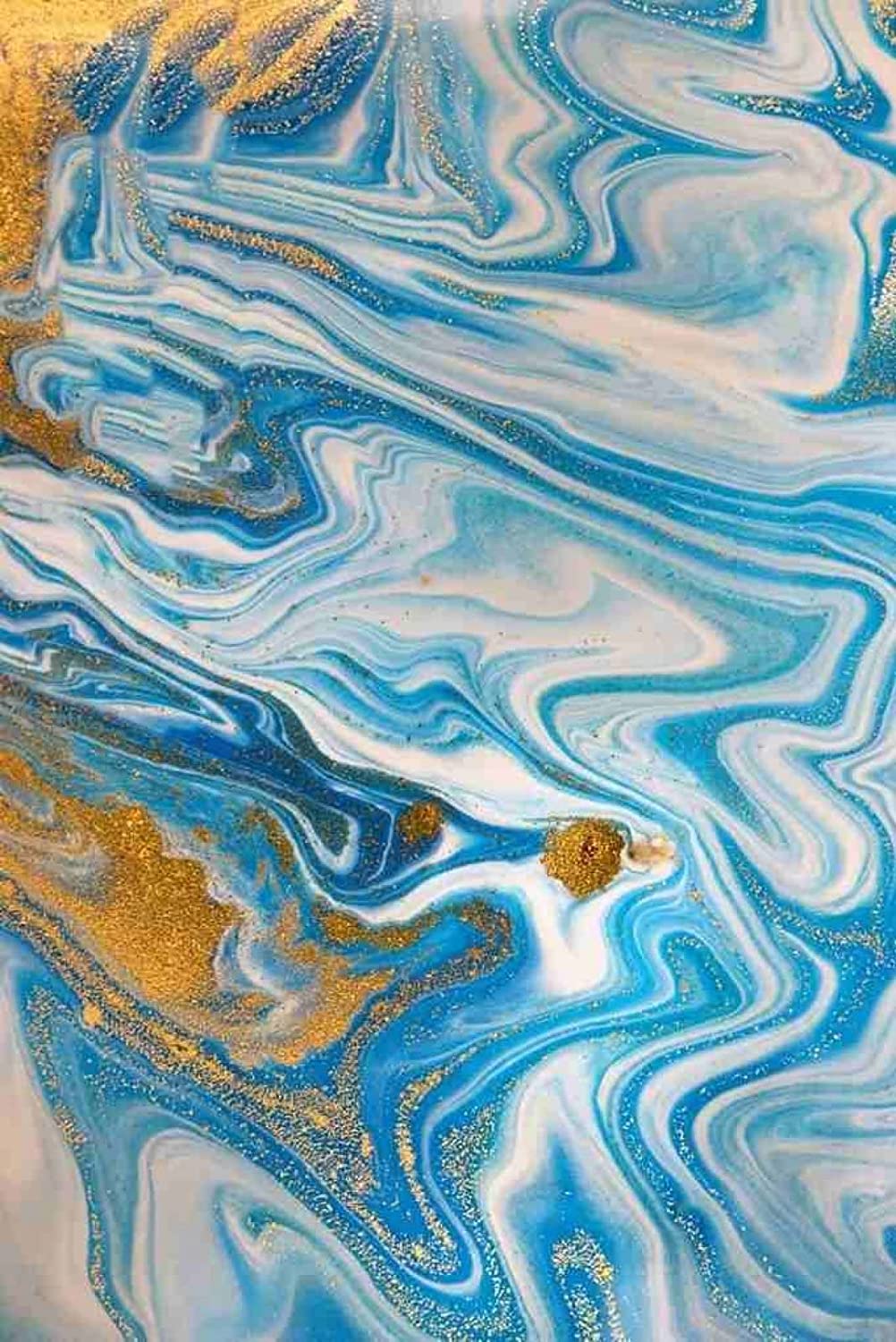 Blue Gold Modern Abstract Area Rug - A Subtle Illusion Ocean Theme Decorative Rug for Living Room - Image 3