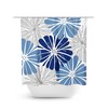 Blue & Gray Floral Shower Curtain, Chic Fabric Bath Curtain for Girls Blue Gray Bathroom Decor