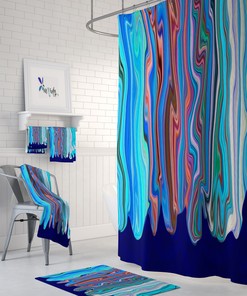 Blue Hippie Swirl Shower Curtain with Unique Boho Bathroom Decor