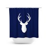 Blue Hunting Lodge Shower Curtain, Deer Head Antler Bathtub Curtain, Woodland Bathroom, Boy Bathroom - SHOWER86