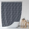 Blue Leaves Nature Shower Curtain, Bohemian Waterproof Durable Bath Curtain, Botanical Flowers Print, Boho Decor