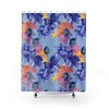 Blue Lotus Flowers Boho Shower Curtain, Fabric Bathroom Print, Floral Bath Curtain, Bohemian Eclectic Bathroom Decor