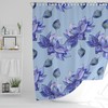 Blue Lotus Flowers Shower Curtain, Elegant Floral Water Lily Bath Decor with Quotes for Teen Bathroom