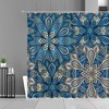 Blue Mandala Shower Curtain | Flowers Geometric Design Bathroom Set | Home Bathroom Decor Accessories