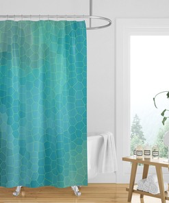 Blue Mosaic Art Shower Curtain with Perfect Blend of Colors and Creative Design for Chic Bathroom Decor