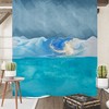 Blue Ocean Abstract Shower Curtain in Perfect Blend with Neutral and Minimalist Bathroom Decor