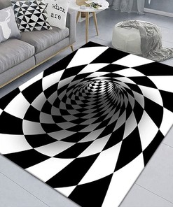 Blue Ocean Vortex 3D Card Area Rug - Fine Pile High Density Floor Mat for Home