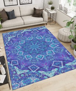 Blue Ocean Vortex Carpet - 3D Card Area Rug with High-Density Fine Pile - Suitable for Living Room, Study, Bedroom