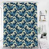 Blue Ocean Waves Shower Curtain, Japanese Themed Marine Bathroom Curtain, Housewarming Gift