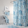 Blue Paisley Elephant Shower Curtain with Add-On Bath Mat and Towels for Boho Bathroom Decor