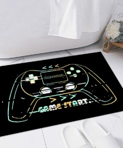 Blue Patterned Gamer Gamepad Controller Area Rug for Boys Room