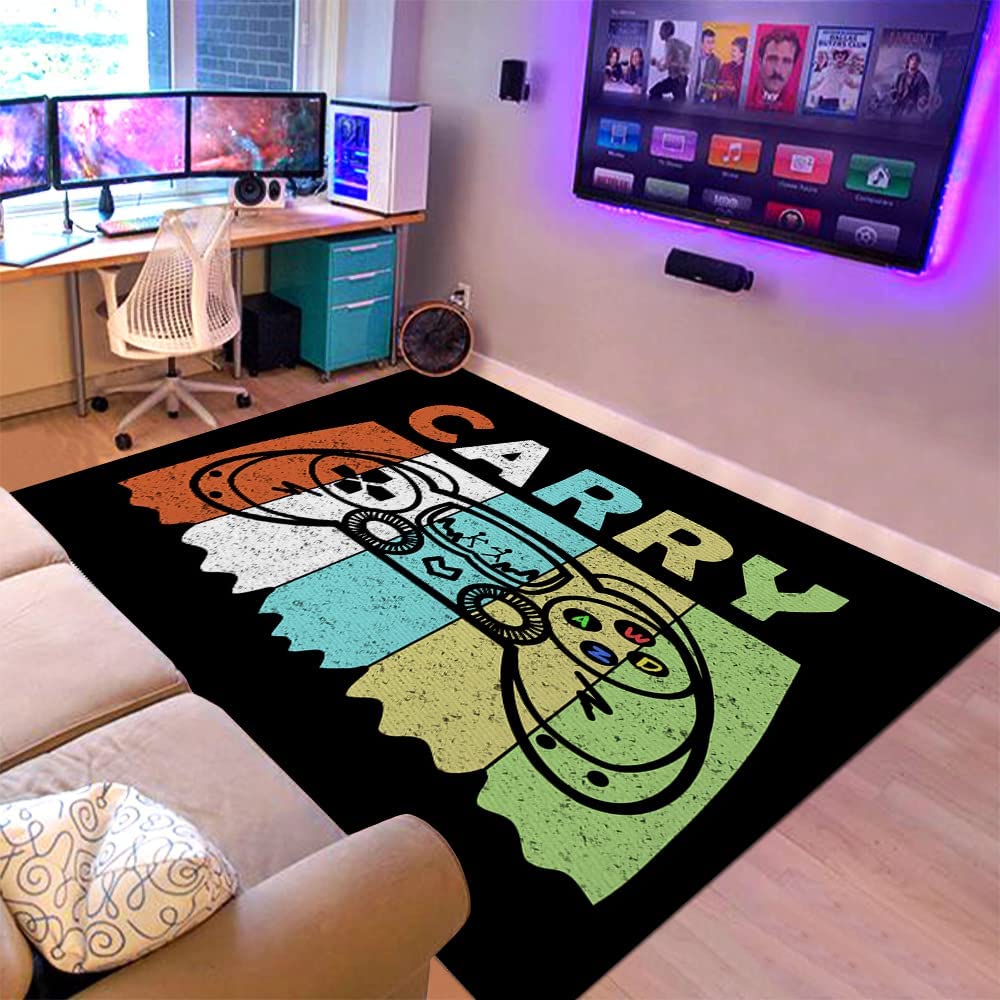 Blue Patterned Gamer Gamepad Controller Area Rug for Room Decor - Image 2