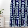 Blue Retro Mid Century Shower Curtain, Geometric Design, Fabric Bathroom Decor