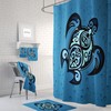 Blue Sea Turtle Shower Curtain with Nautical Bathroom Decor, Turtle Towels, and Bath Mat