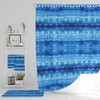Blue Shibori Boho Shower Curtain Optional Bath Mat and Towels with Restroom Shower Curtains Print