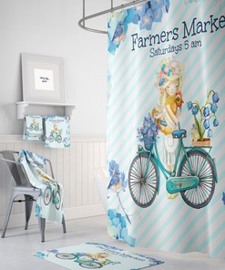 Blue Shower Curtain, Farmhouse Theme Bathroom Decor, Ideal Bathtub Curtain for Relaxing and Serene Atmosphere - SHOWER15