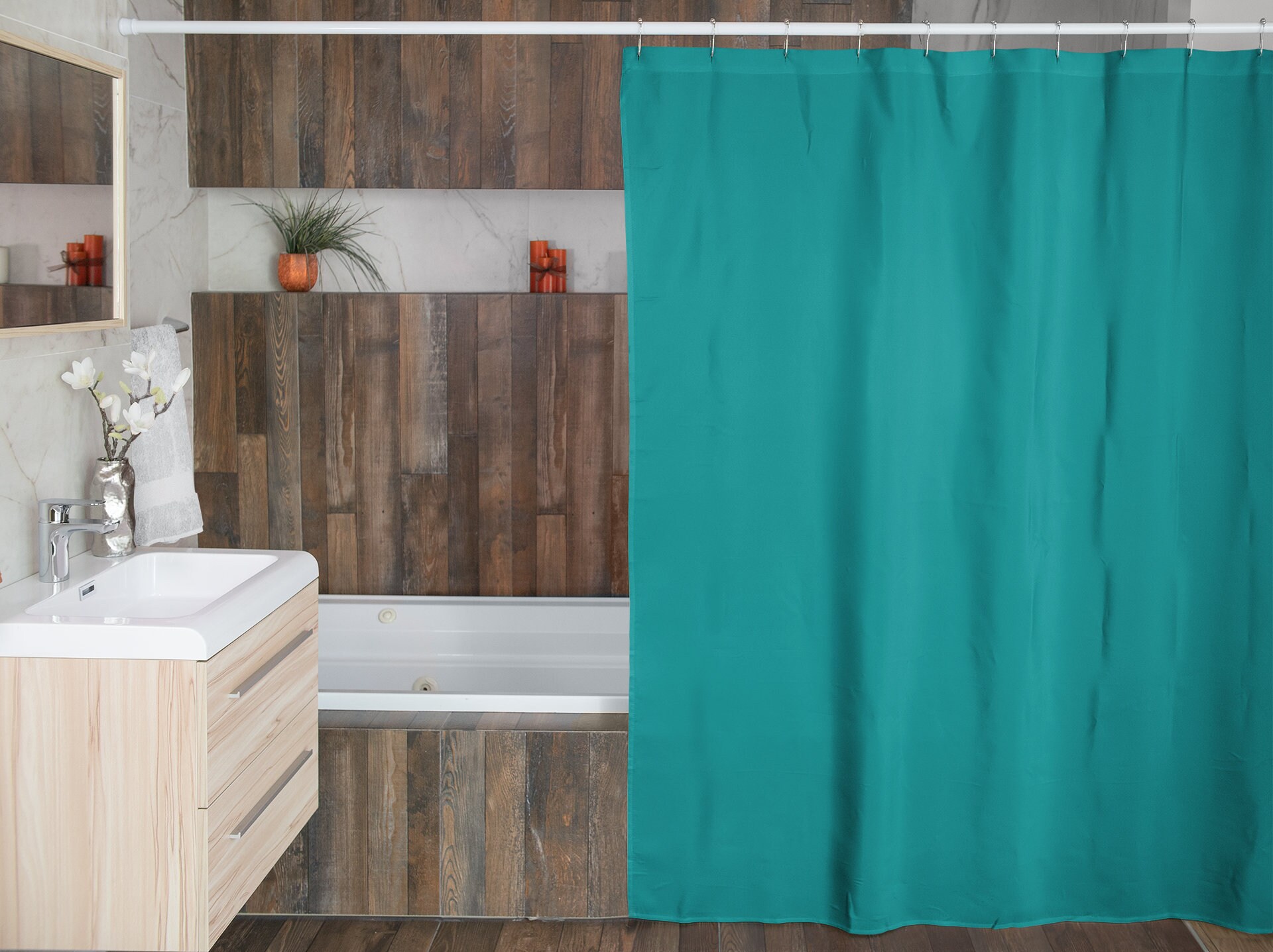 Blue Shower Curtain Set | Bathroom Accessories | Bathroom Curtain | Colorful Shower Curtains - Image 4
