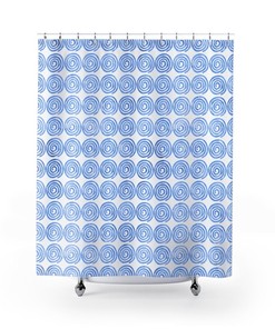 Blue Spirals Shower Curtain | Contemporary Bathroom Decor | College Dorm Bath Accessory | Unique Shower Curtains