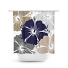 Blue Taupe Gray Hibiscus Shower Curtain, Floral Shower Curtain Art for Blue Bathroom Decor with Quotes