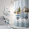 Blue Truck Holiday Shower Curtain with Christmas Tree Farm Bath Accessories
