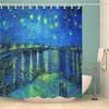 Blue Van Gogh Starry Night Shower Curtain | Famous Dutch Painter Oil Painting Bathroom Curtain | Home Art Decor + Quotes