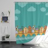 Blue Village Stonebridge Shower Curtain, Colorful Houses by the River Fabric Bathroom Decor, Housewarming Gift Idea