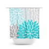 Blue and Gray Floral Shower Curtain, Flower Fabric Bath Curtain for Decorative Blue and Gray Bathroom