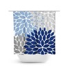 Blue and Gray Vintage Floral Shower Curtain - Feminine Bath Curtain for Blue and Gray Bathroom - SHOWER38