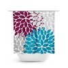 Blue and Plum Floral Shower Curtain, Modern Fabric Bath Curtain for Plum Blue Bathroom with Elegant Design.
