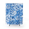 Blue and White Colonial Shower Curtain | Floral Pattern | Bath Decor | Contemporary Bath