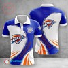 Blue and White Oklahoma City Thunder NBA All Over Print Polo Shirt
