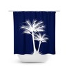 Blue and White Palm Tree Shower Curtain, Coastal Bathroom Decor for Beach House, Guest Bathroom - SHOWER91