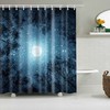 Blue nature star moon landscape Shower Curtain | Starry night in the forest | Fabric Bathroom Curtain