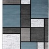 Blue/Gray Contemporary Modern Boxes Area Rug - Easy Cleaning for Home Office - Non Shedding Carpet