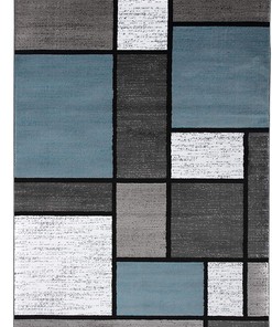 Blue/Gray Contemporary Modern Boxes Area Rug - Easy Cleaning for Home Office - Non Shedding Carpet