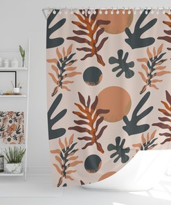 Bohemian Abstract Art Shower Curtain, Minimalist Bath Decor, Eco-Friendly Material