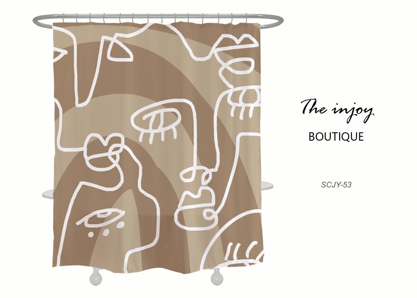 Bohemian Abstract Arts Shower Curtain, Waterproof Washable with Hooks, Custom Sizes Available