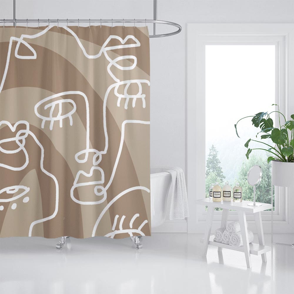 Bohemian Abstract Arts Shower Curtain, Waterproof Washable with Hooks, Custom Sizes Available - Image 2