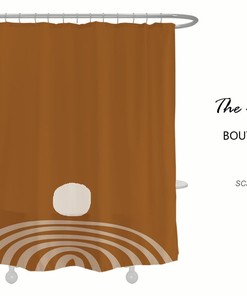 Bohemian Abstract Brown Shower Curtain, Waterproof Washable Bath Decor with Hooks, Custom Sizes Available