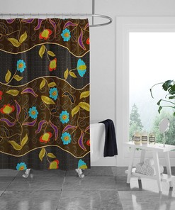 Bohemian Abstract Shower Curtain with Optional Matching Towels and Mat for Unique Bathroom Decor