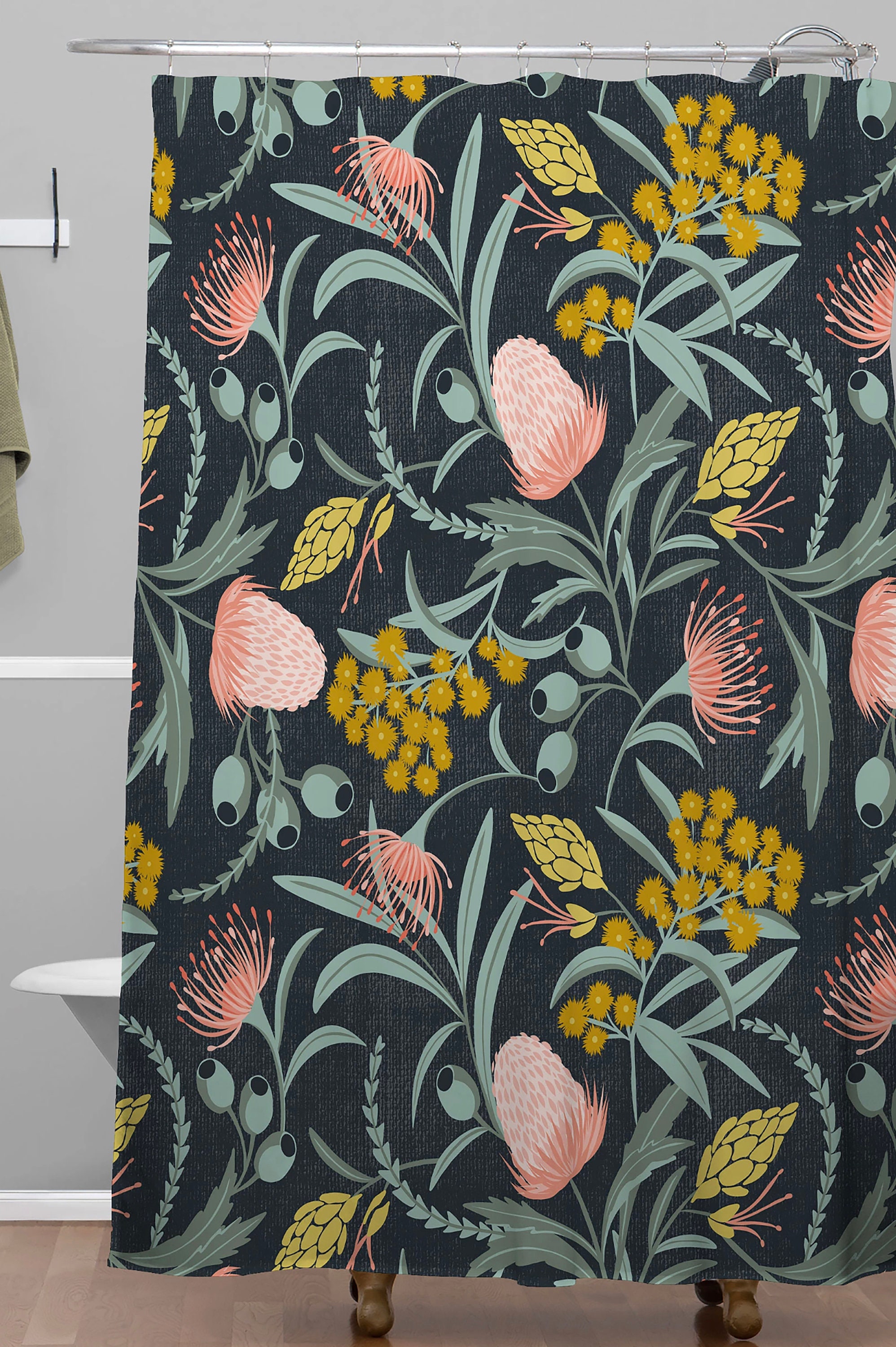 Bohemian Australis Floral Shower Curtain / Botanical Bathroom Decor / Fabric Bath Curtain / Vintage-Inspired - Image 3