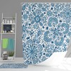 Bohemian Boho Retro Flowers Fabric Bathroom Curtain & Mat, Blue Floral Vintage Shower Curtain
