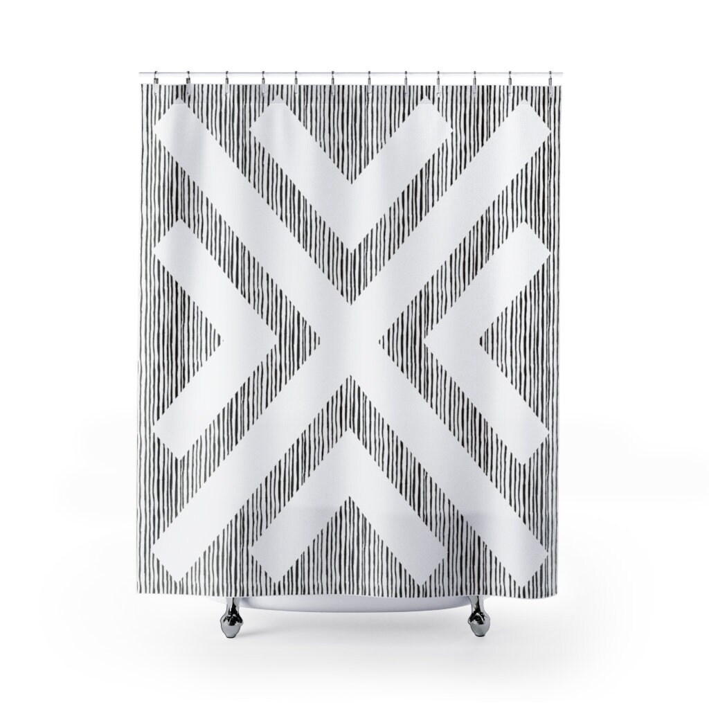 Bohemian Chic Bath Curtain | Bold Chevron Design Shower Curtain Stylish Shower Curtains - Image 2
